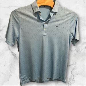 Men's Stitch golf polo Large Light Blue with Navy Dots